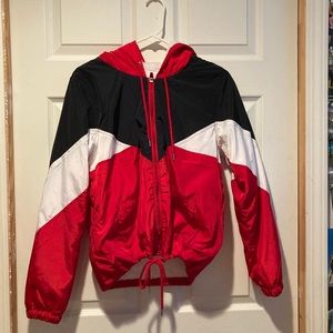 red white and blue wind breaker